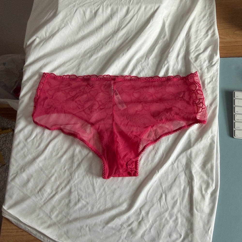 Victoria's Secret Sheer Lace Hipster Panty - Fuchsia
